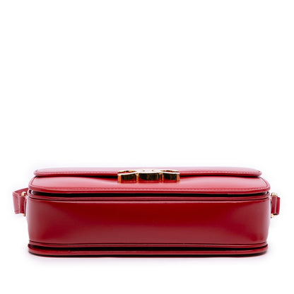 Second hand Céline Triomphe Classique Shiny Calfskin Leather Flap Crossbody Red - Tabita Bags