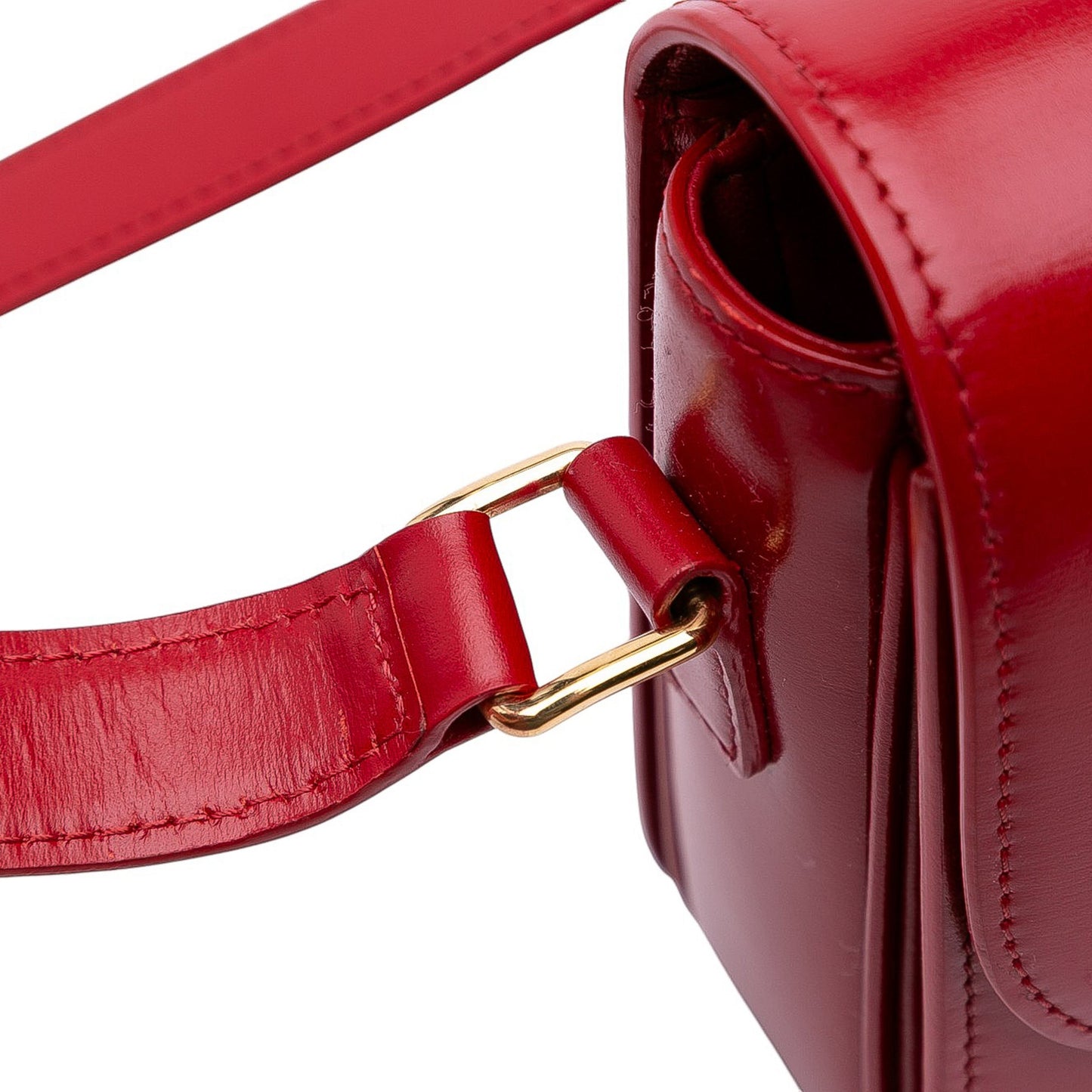 Second hand Céline Triomphe Classique Shiny Calfskin Leather Flap Crossbody Red - Tabita Bags
