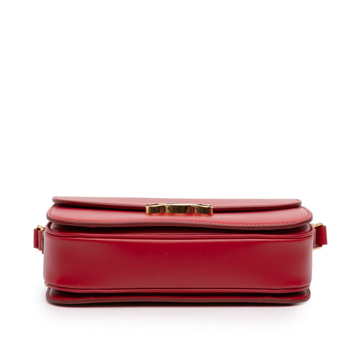 Second hand Céline Triomphe Classique Shiny Calfskin Leather Flap Crossbody Red - Tabita Bags