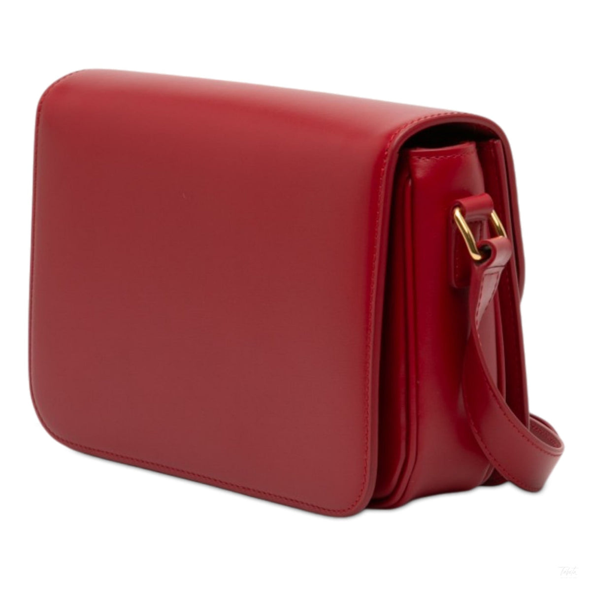 Second hand Céline Triomphe Classique Shiny Calfskin Leather Flap Crossbody Red - Tabita Bags