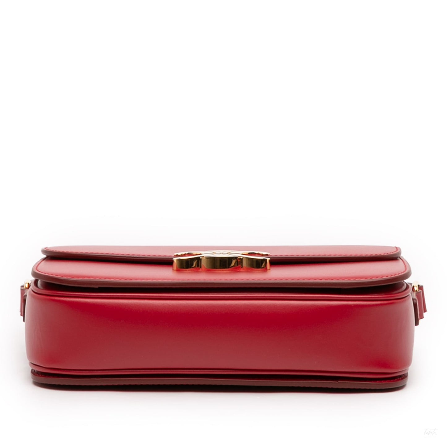 Second hand Céline Triomphe Classique Shiny Calfskin Leather Flap Crossbody Red - Tabita Bags