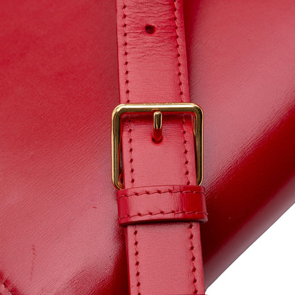 Second hand Céline Triomphe Classique Shiny Calfskin Leather Flap Crossbody Red - Tabita Bags