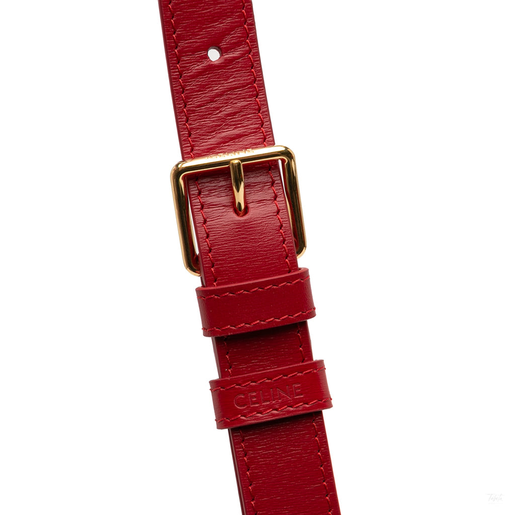Second hand Céline Triomphe Classique Shiny Calfskin Leather Flap Crossbody Red - Tabita Bags