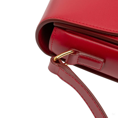 Second hand Céline Triomphe Classique Shiny Calfskin Leather Flap Crossbody Red - Tabita Bags