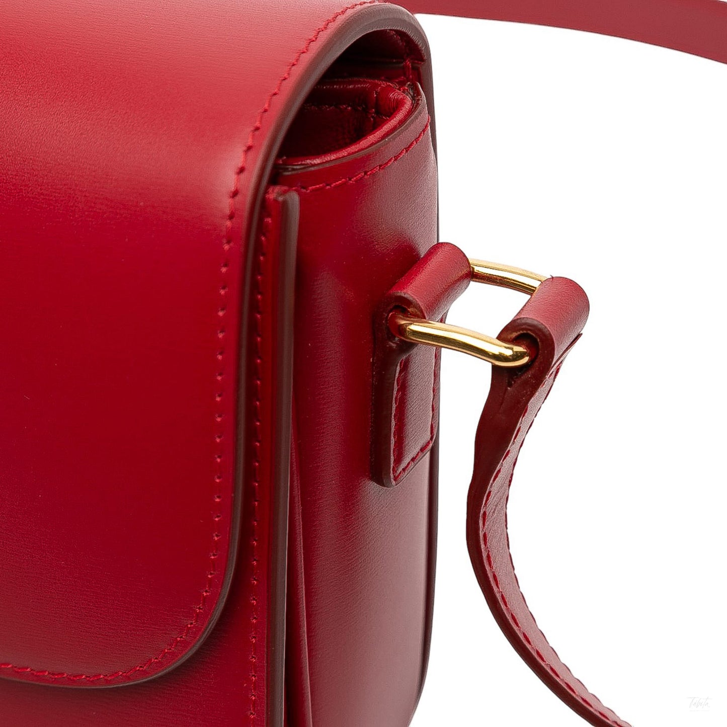 Second hand Céline Triomphe Classique Shiny Calfskin Leather Flap Crossbody Red - Tabita Bags