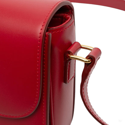 Second hand Céline Triomphe Classique Shiny Calfskin Leather Flap Crossbody Red - Tabita Bags