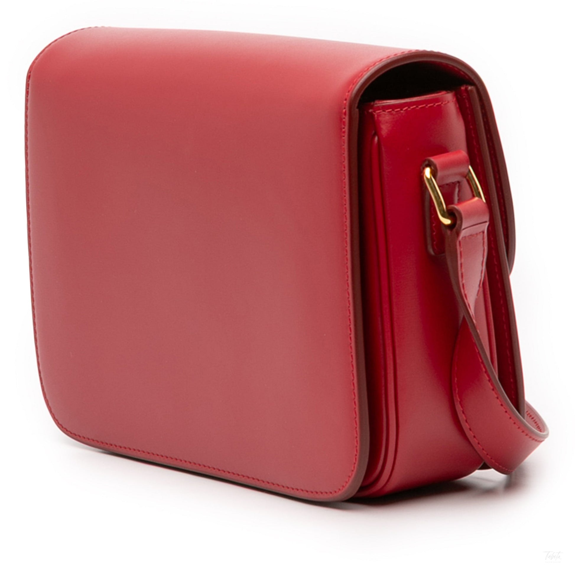 Second hand Céline Triomphe Classique Shiny Calfskin Leather Flap Crossbody Red - Tabita Bags