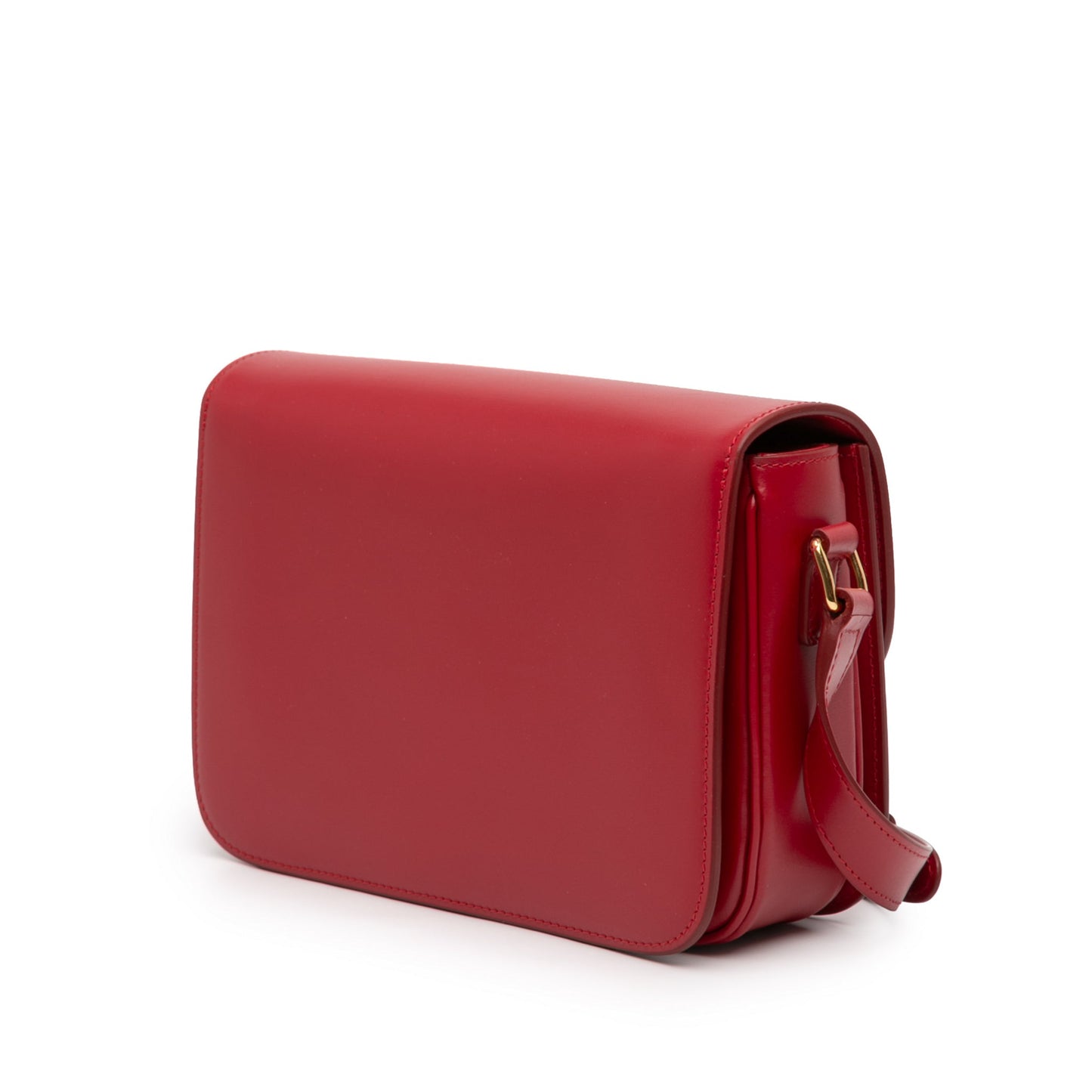 Second hand Céline Triomphe Classique Shiny Calfskin Leather Flap Crossbody Red - Tabita Bags