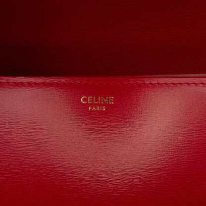 Second hand Céline Triomphe Classique Shiny Calfskin Leather Flap Crossbody Red - Tabita Bags