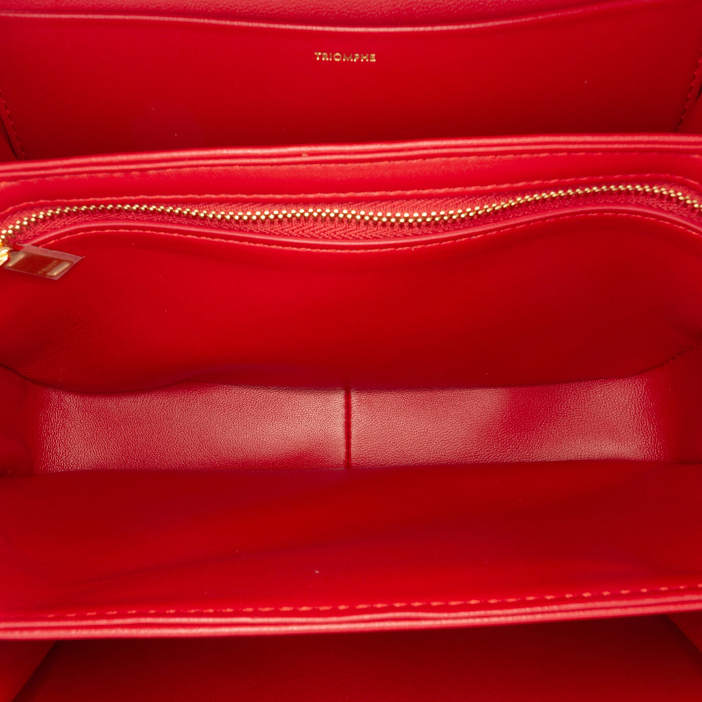 Second hand Céline Triomphe Classique Shiny Calfskin Leather Flap Crossbody Red - Tabita Bags