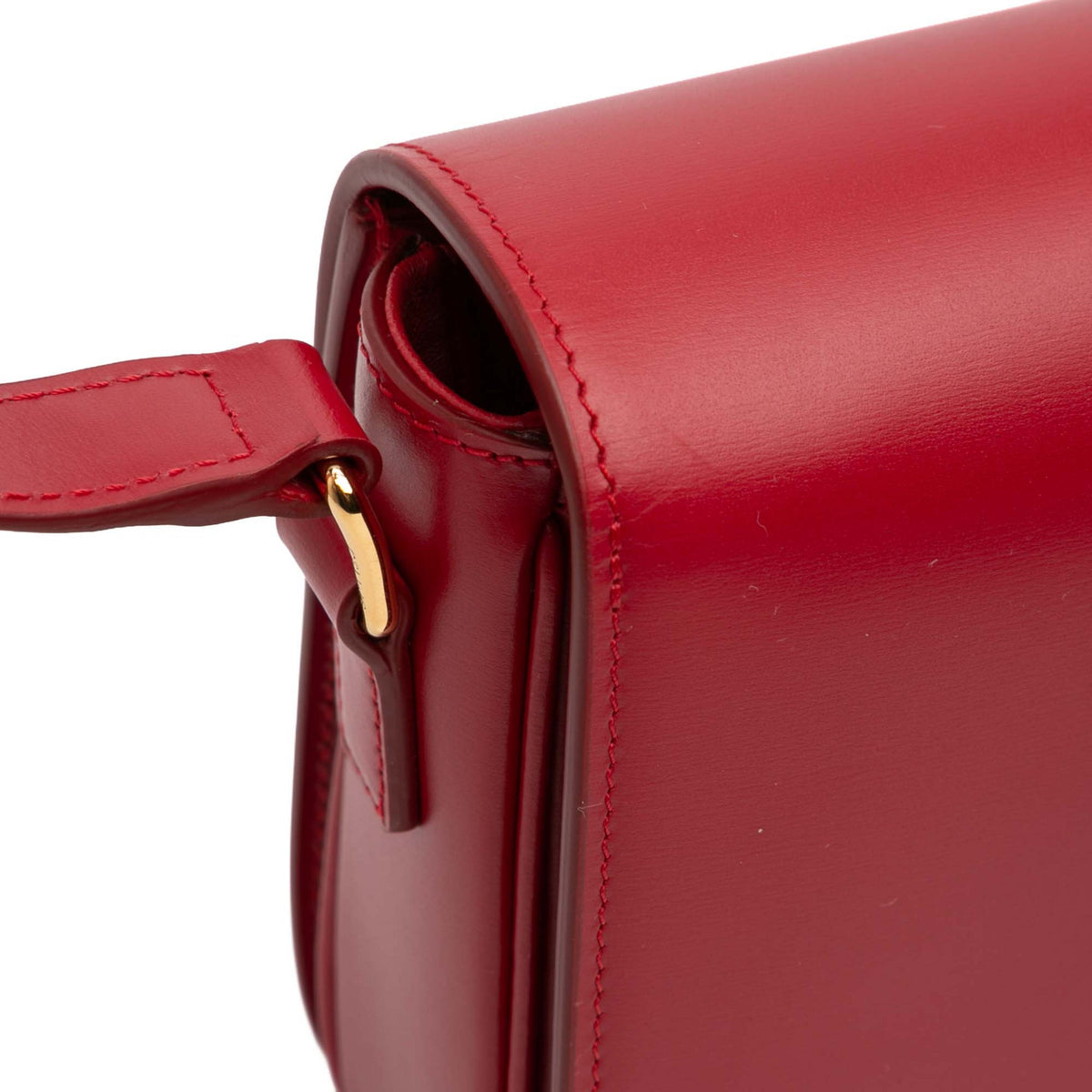 Second hand Céline Triomphe Classique Shiny Calfskin Leather Flap Crossbody Red - Tabita Bags
