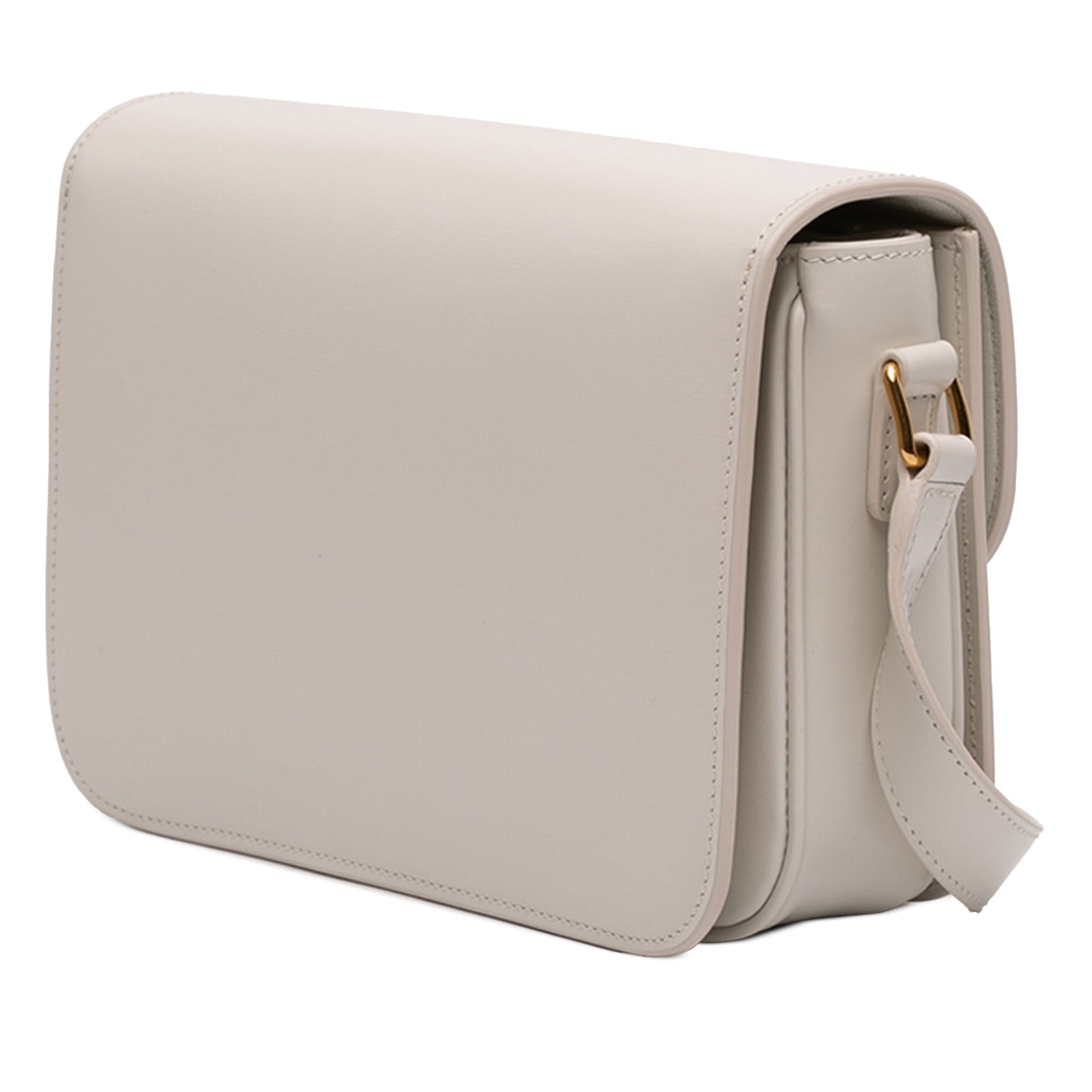 Second hand Céline Triomphe Classique Shiny Calfskin Leather Flap Crossbody White - Tabita Bags