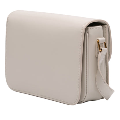 Second hand Céline Triomphe Classique Shiny Calfskin Leather Flap Crossbody White - Tabita Bags