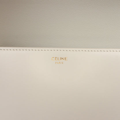 Second hand Céline Triomphe Classique Shiny Calfskin Leather Flap Crossbody White - Tabita Bags