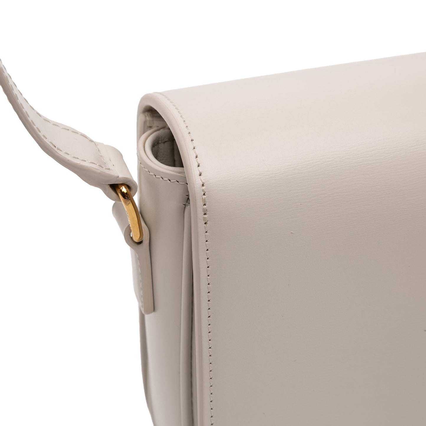 Second hand Céline Triomphe Classique Shiny Calfskin Leather Flap Crossbody White - Tabita Bags