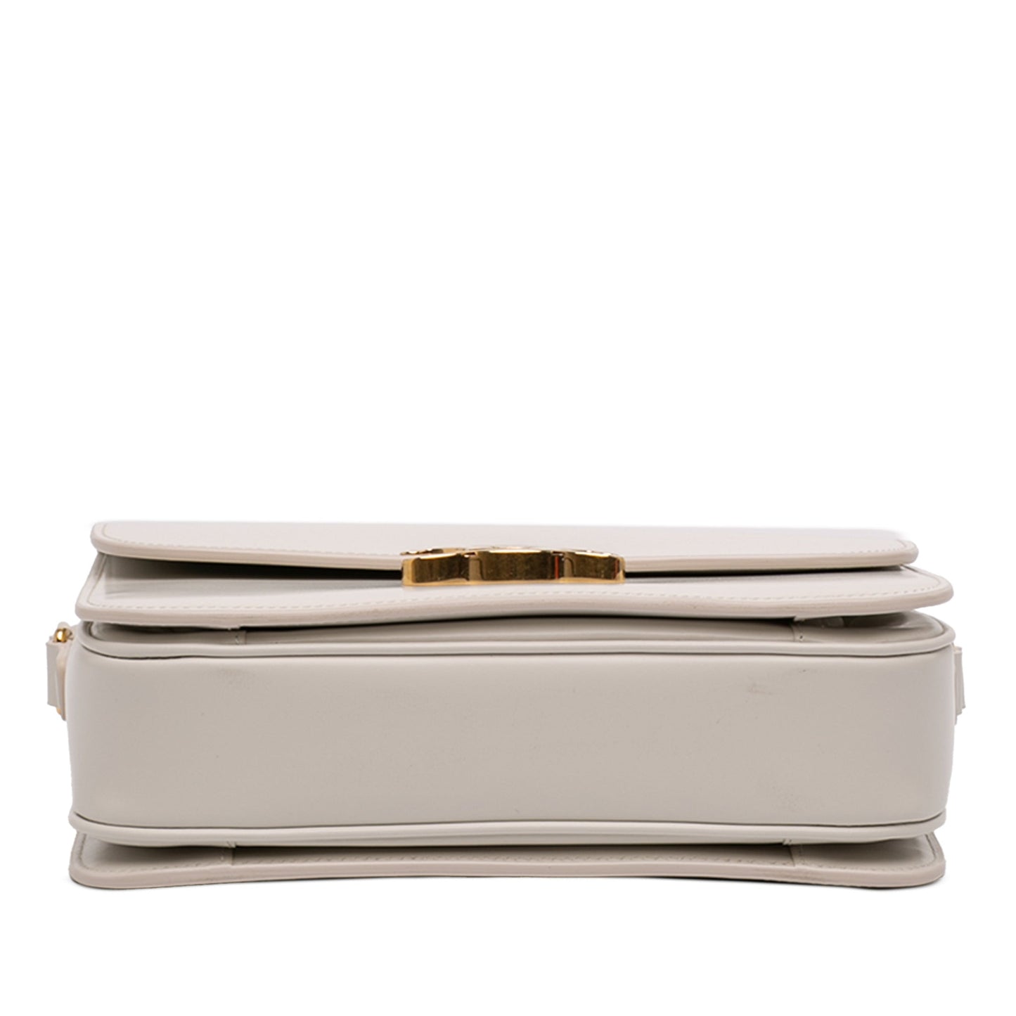 Second hand Céline Triomphe Classique Shiny Calfskin Leather Flap Crossbody White - Tabita Bags