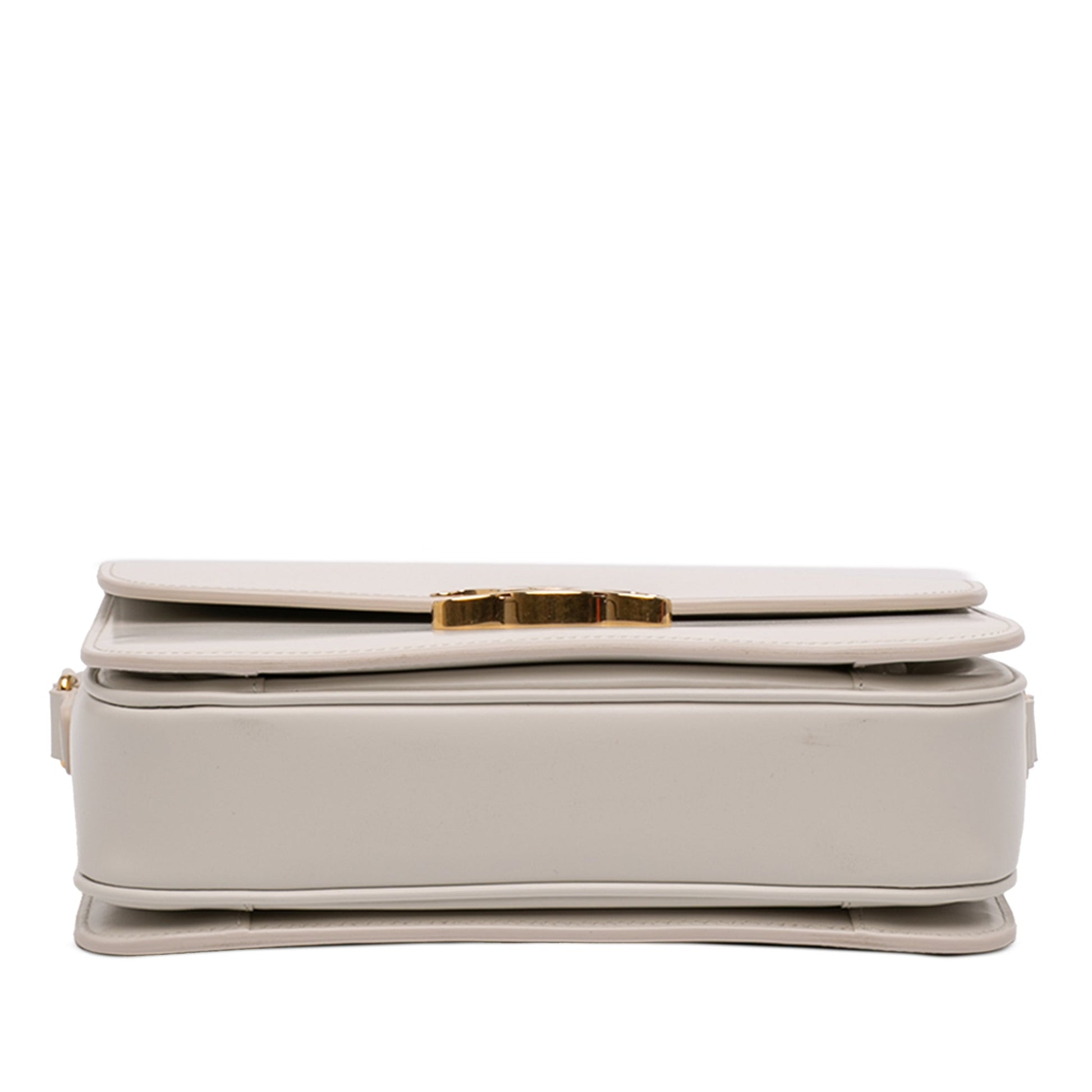 Second hand Céline Triomphe Classique Shiny Calfskin Leather Flap Crossbody White - Tabita Bags
