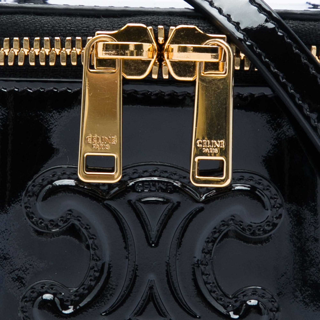 Second hand Céline Triomphe Mini Patent Leather Vanity Case Handbag Black - Tabita Bags