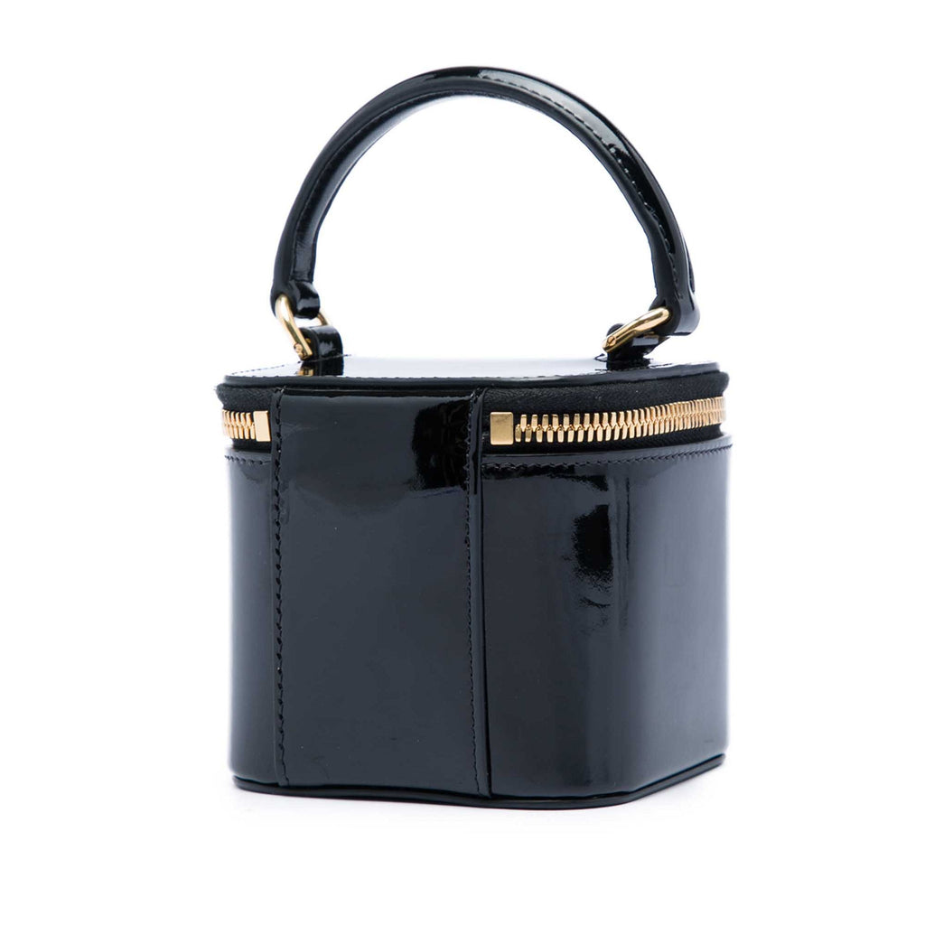 Second hand Céline Triomphe Mini Patent Leather Vanity Case Handbag Black - Tabita Bags