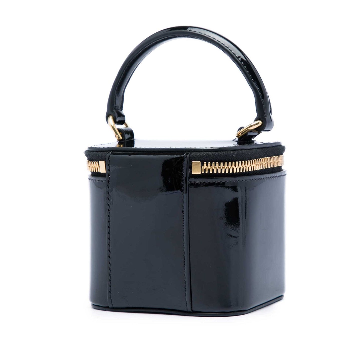 Second hand Céline Triomphe Mini Patent Leather Vanity Case Handbag Black - Tabita Bags