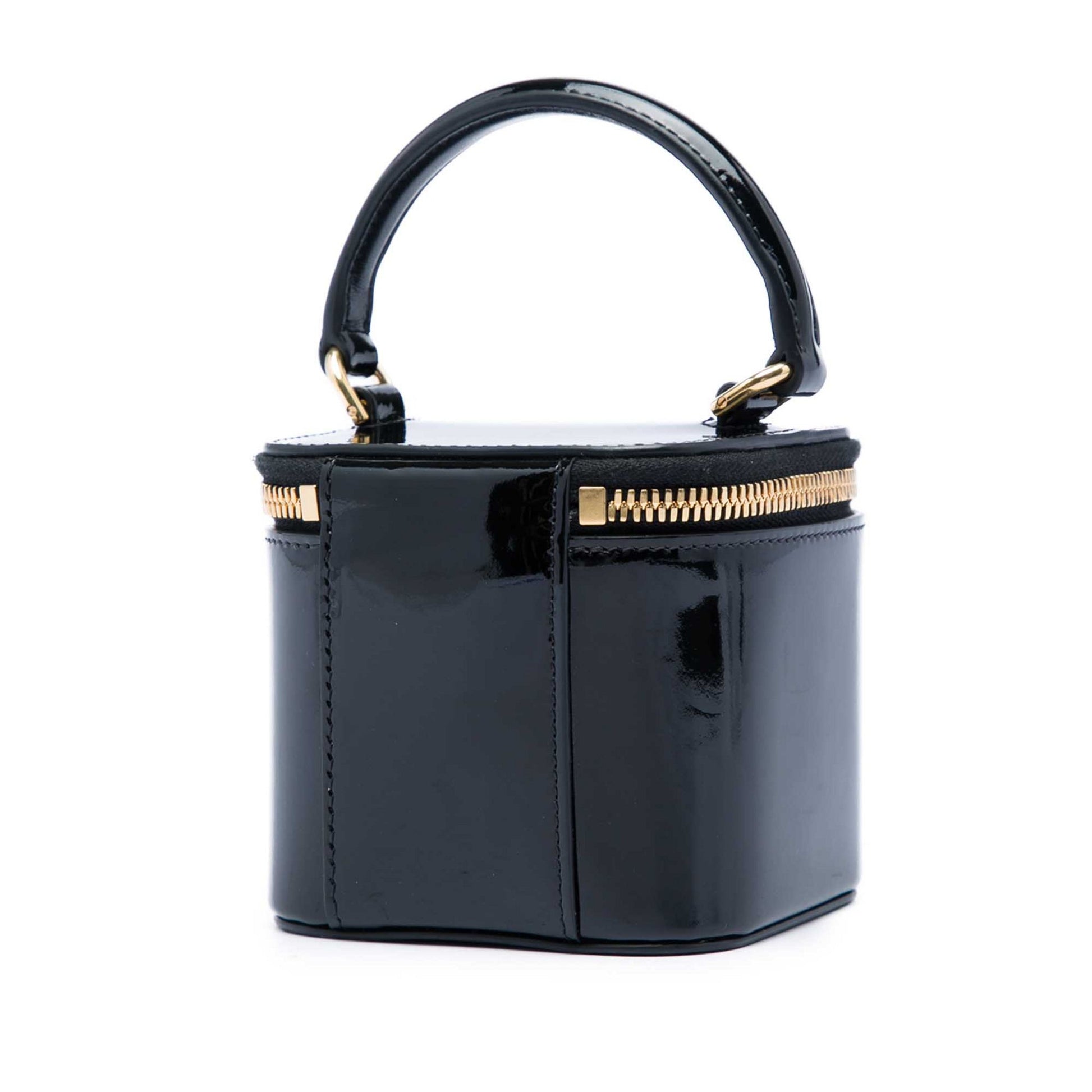Second hand Céline Triomphe Mini Patent Leather Vanity Case Handbag Black - Tabita Bags