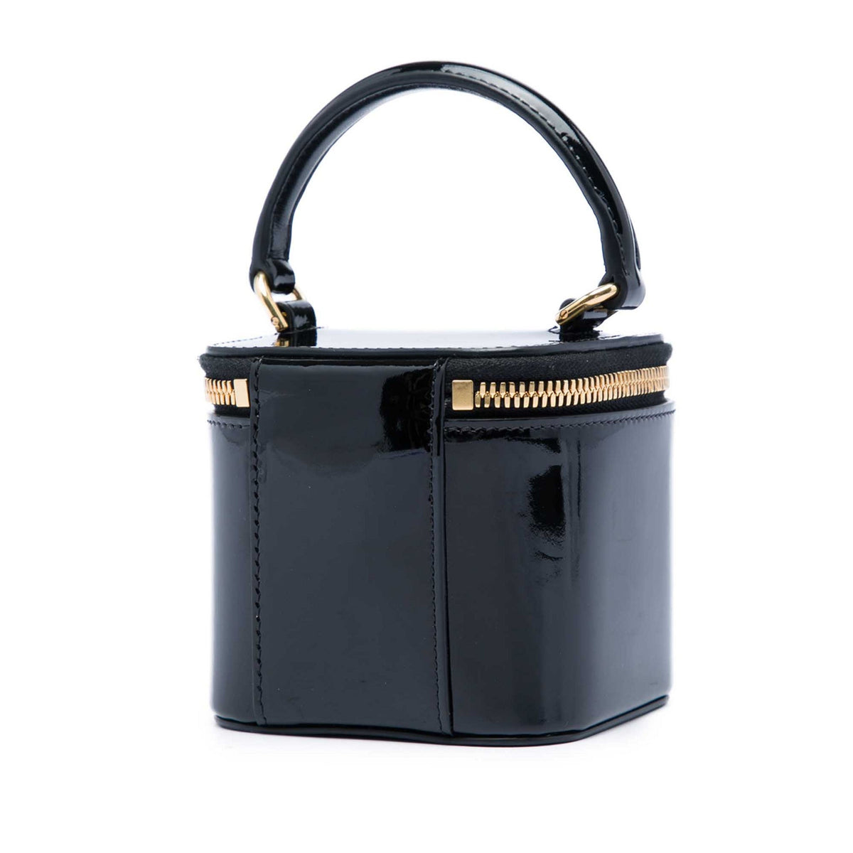 Second hand Céline Triomphe Mini Patent Leather Vanity Case Handbag Black - Tabita Bags