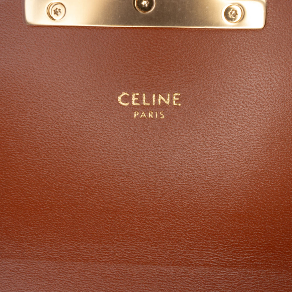 Second hand Céline Triomphe Teen Canvas & Calfskin Flap Crossbody Brown - Tabita Bags