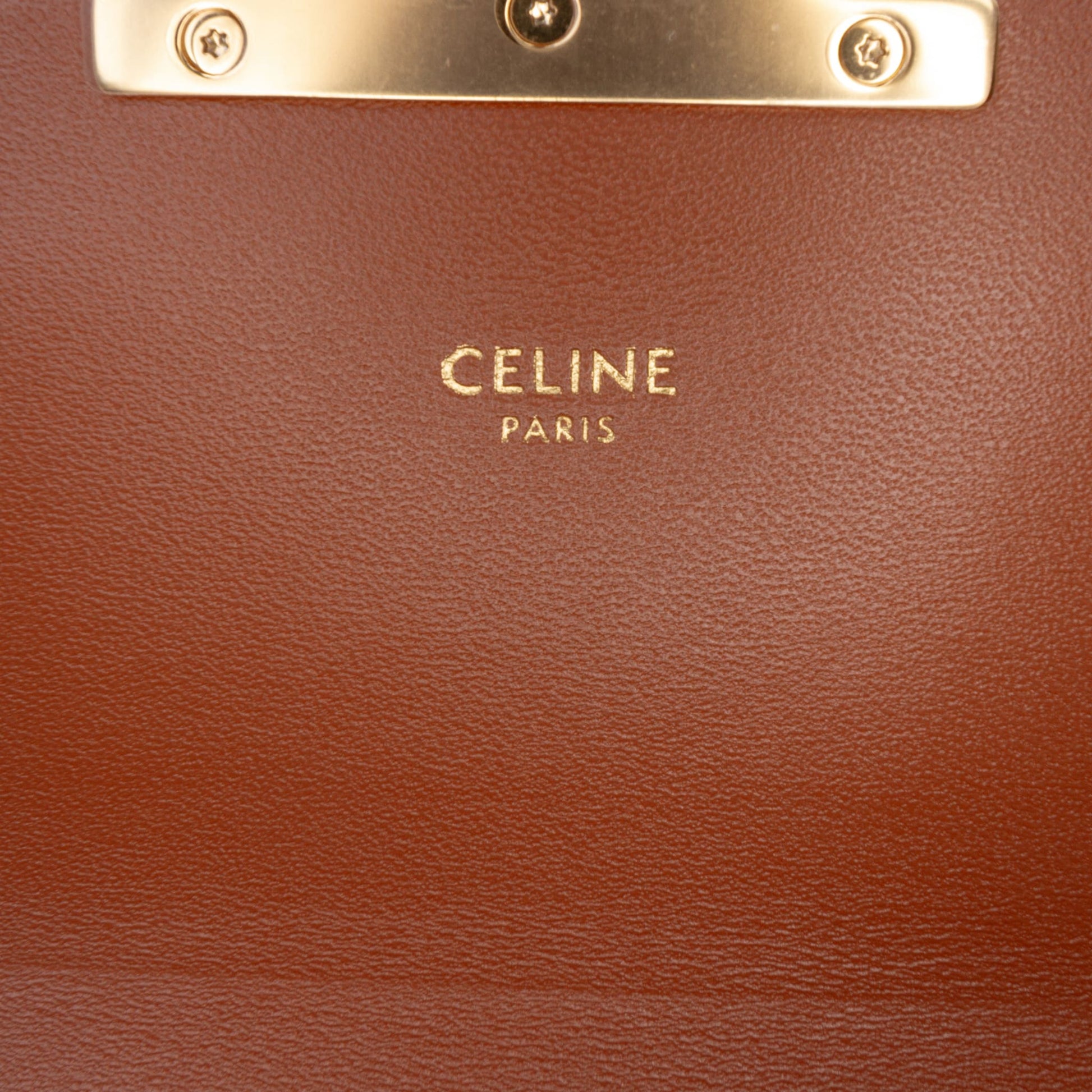 Second hand Céline Triomphe Teen Canvas & Calfskin Flap Crossbody Brown - Tabita Bags