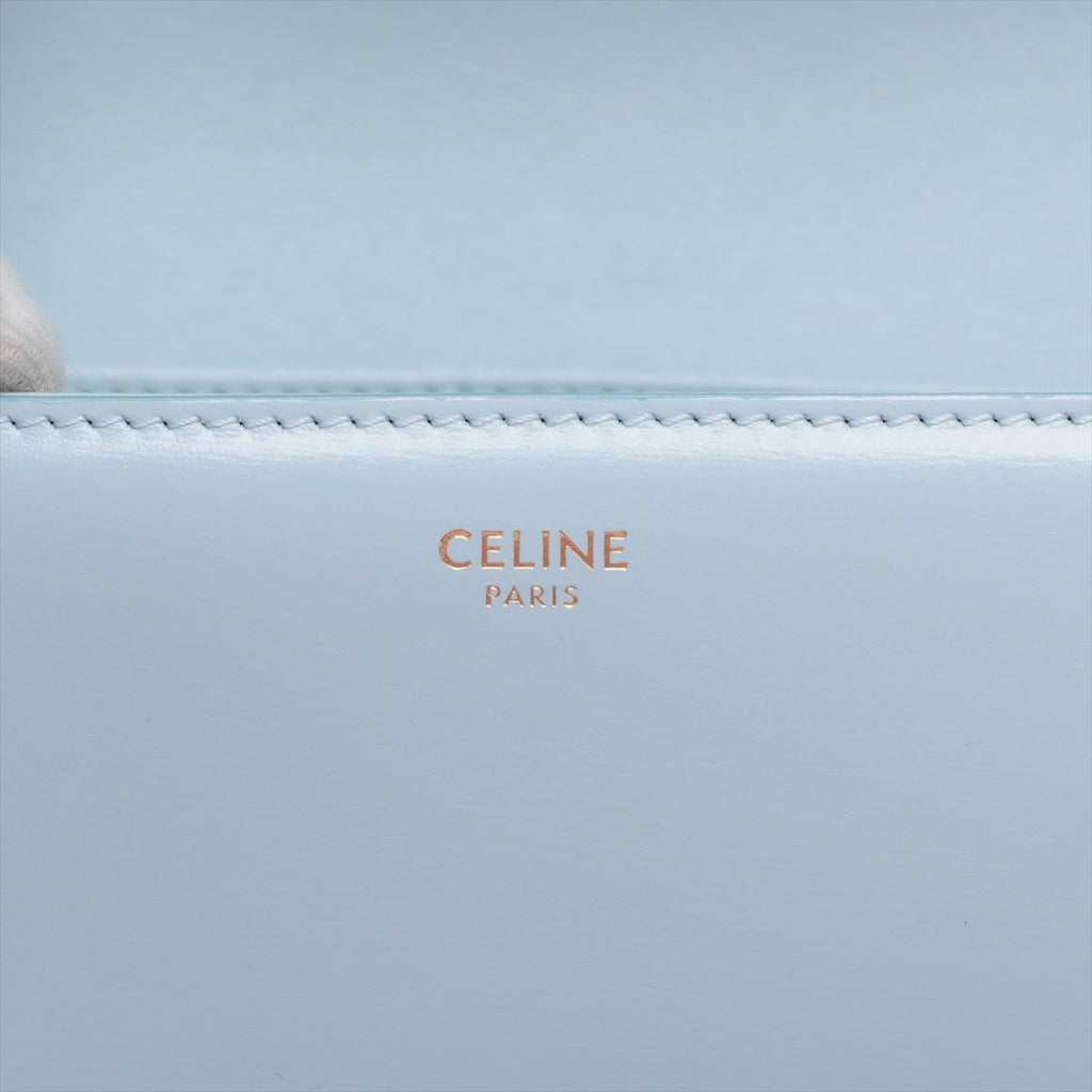 Second hand Céline Triomphe Teen Shiny Calfskin Leather 2-Ways Flap Bag Pale Blue - Tabita Bags