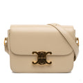 Second hand Céline Triomphe Teen Shiny Calfskin Leather Flap Crossbody Beige - Tabita Bags