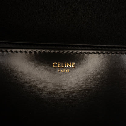 Second hand Céline Triomphe Teen Shiny Calfskin Leather Flap Crossbody Black - Tabita Bags