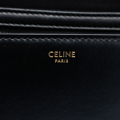 Second hand Céline Triomphe Teen Shiny Calfskin Leather Flap Crossbody Black - Tabita Bags