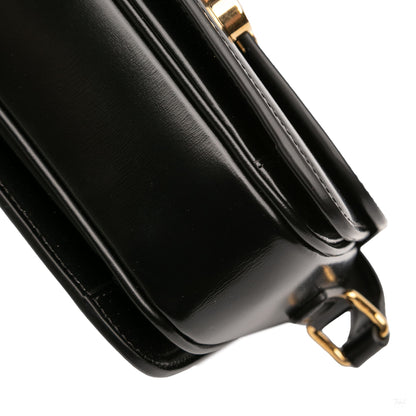 Second hand Céline Triomphe Teen Shiny Calfskin Leather Flap Crossbody Black - Tabita Bags