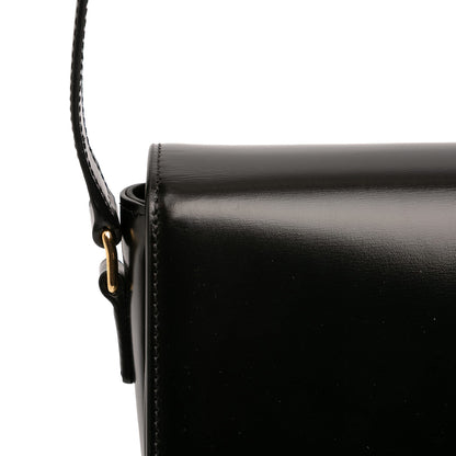 Second hand Céline Triomphe Teen Shiny Calfskin Leather Flap Crossbody Black - Tabita Bags
