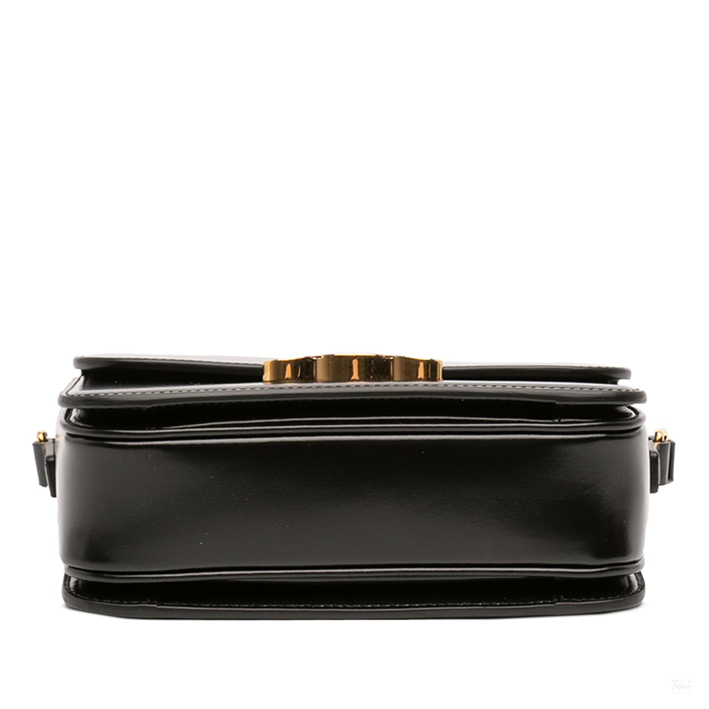 Second hand Céline Triomphe Teen Shiny Calfskin Leather Flap Crossbody Black - Tabita Bags