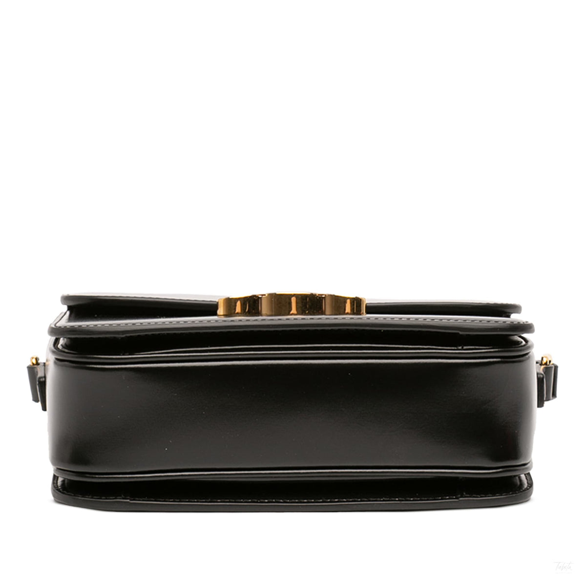Second hand Céline Triomphe Teen Shiny Calfskin Leather Flap Crossbody Black - Tabita Bags