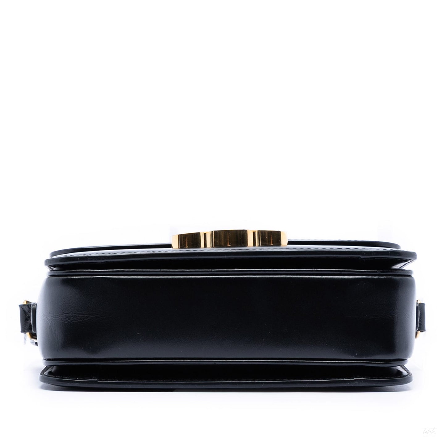 Second hand Céline Triomphe Teen Shiny Calfskin Leather Flap Crossbody Black - Tabita Bags