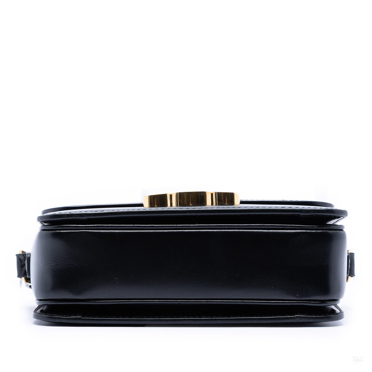 Second hand Céline Triomphe Teen Shiny Calfskin Leather Flap Crossbody Black - Tabita Bags