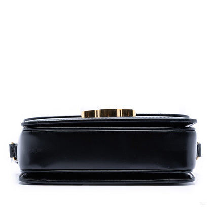 Second hand Céline Triomphe Teen Shiny Calfskin Leather Flap Crossbody Black - Tabita Bags