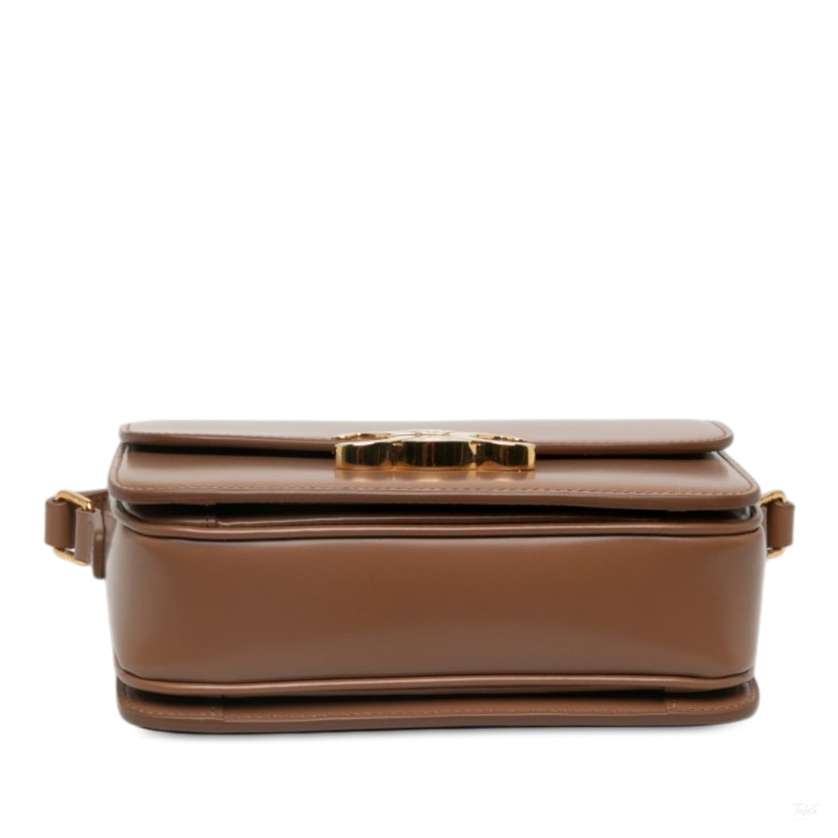 Second hand Céline Triomphe Teen Shiny Calfskin Leather Flap Crossbody Brown - Tabita Bags