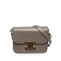 Second hand Céline Triomphe Teen Shiny Calfskin Leather Flap Crossbody Brown - Tabita Bags