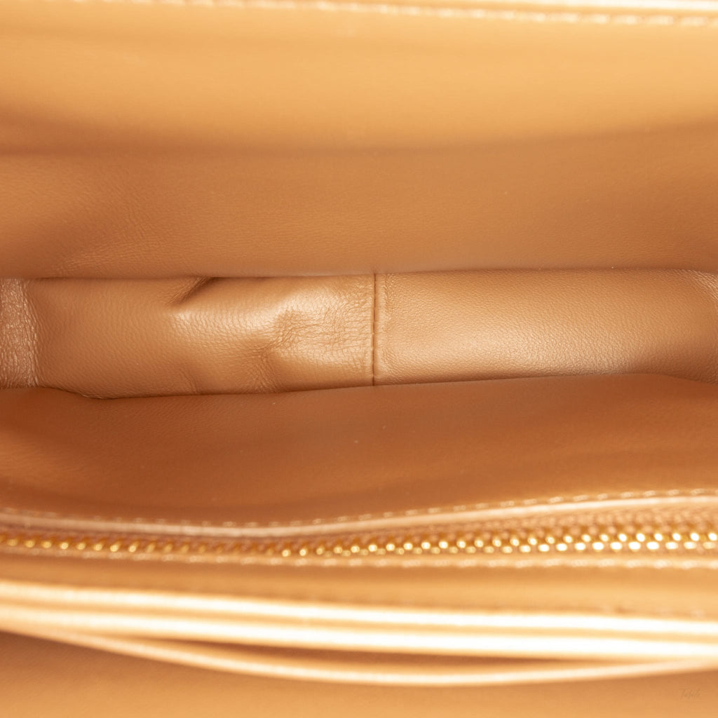 Second hand Céline Triomphe Teen Shiny Calfskin Leather Flap Crossbody Brown - Tabita Bags
