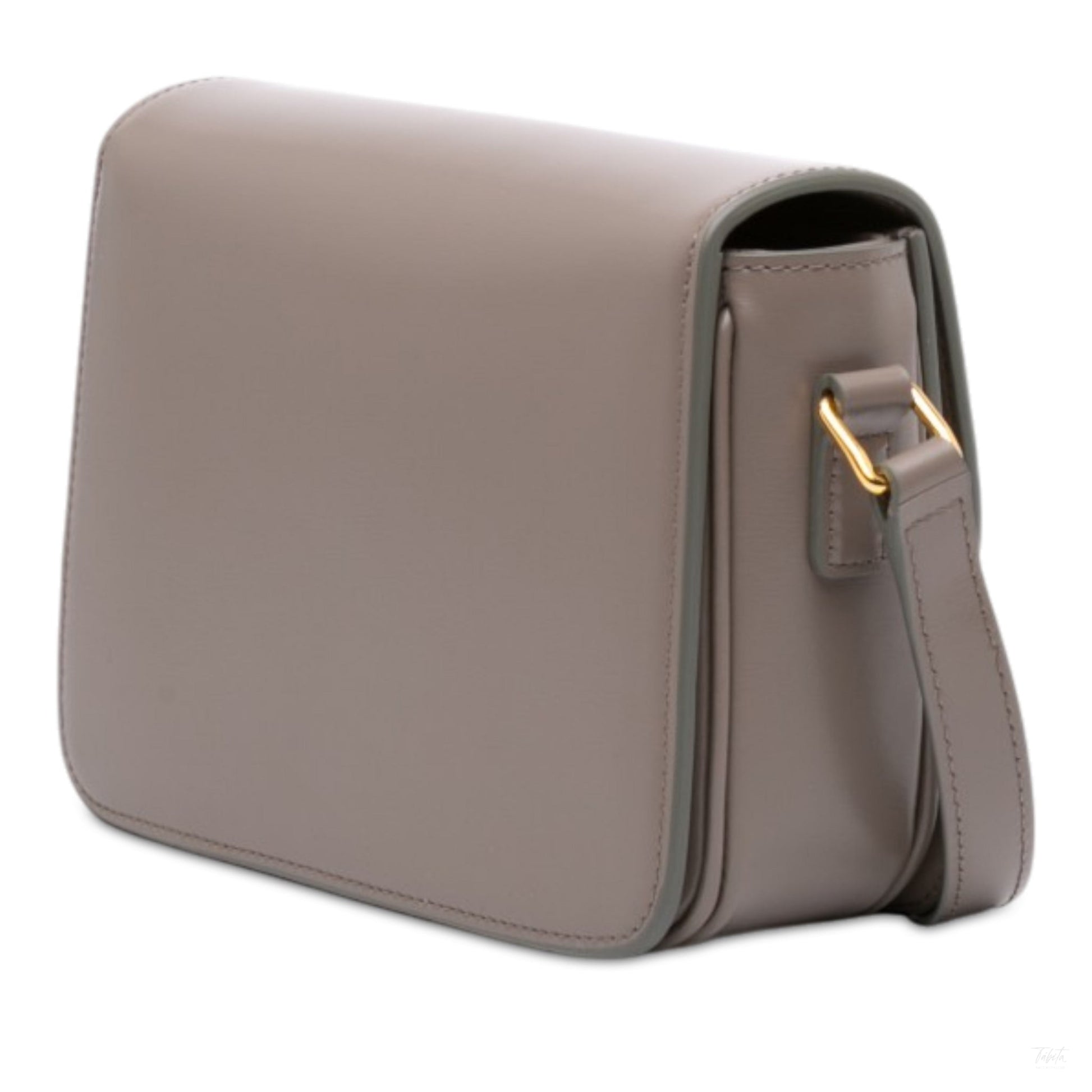 Second hand Céline Triomphe Teen Shiny Calfskin Leather Flap Crossbody Brown - Tabita Bags