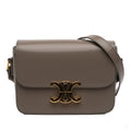 Second hand Céline Triomphe Teen Shiny Calfskin Leather Flap Crossbody Brown - Tabita Bags