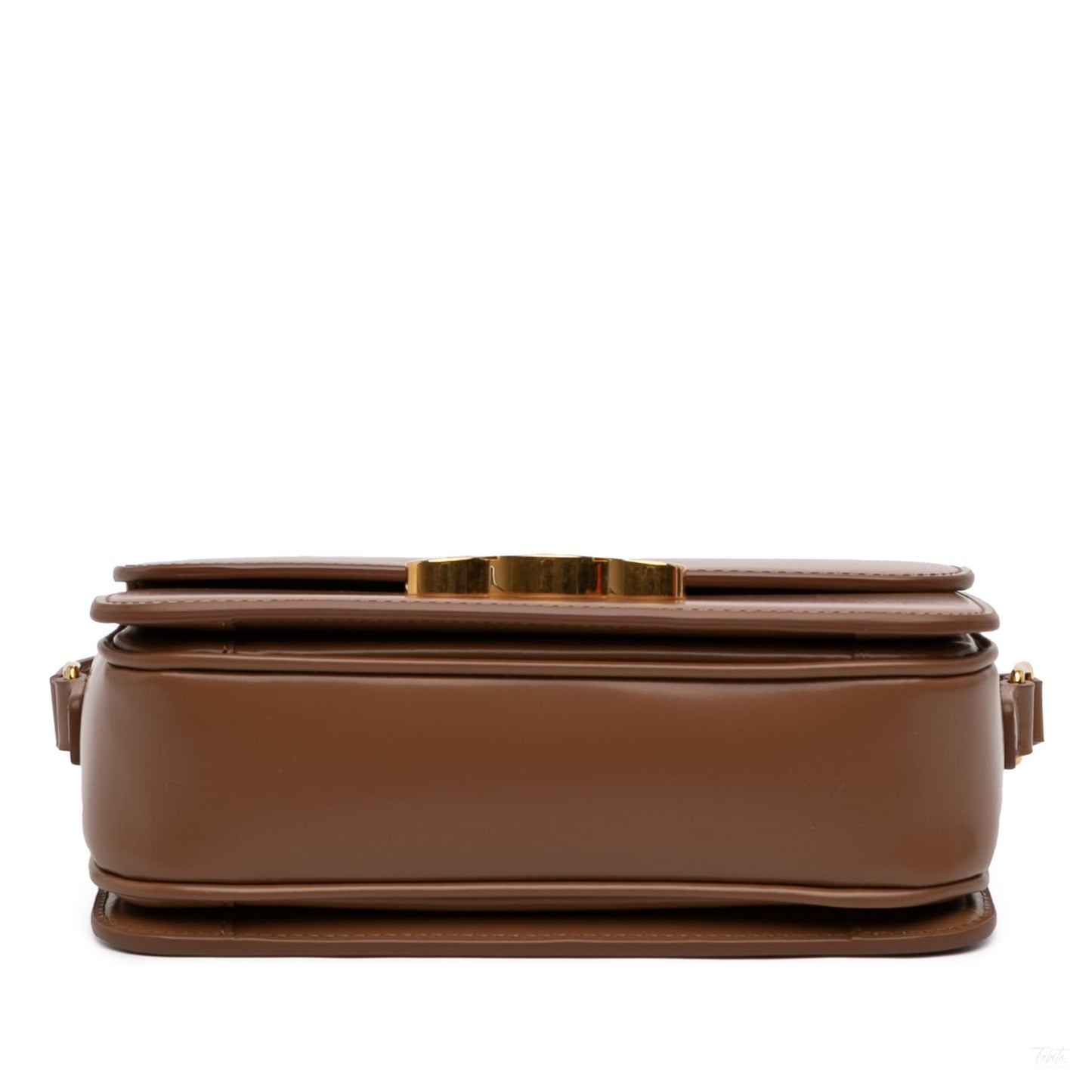 Second hand Céline Triomphe Teen Shiny Calfskin Leather Flap Crossbody Brown - Tabita Bags