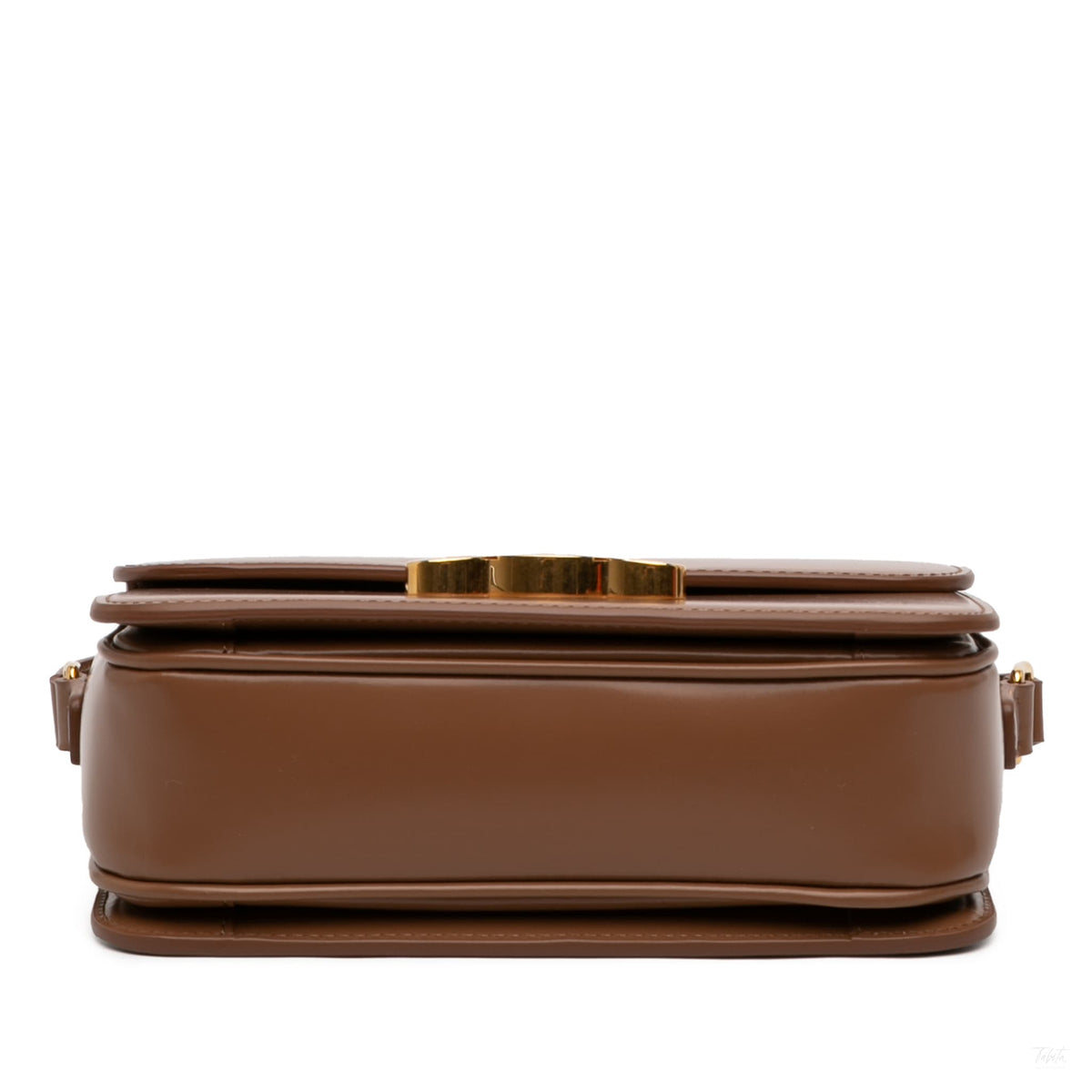 Second hand Céline Triomphe Teen Shiny Calfskin Leather Flap Crossbody Brown - Tabita Bags