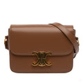 Second hand Céline Triomphe Teen Shiny Calfskin Leather Flap Crossbody Brown - Tabita Bags