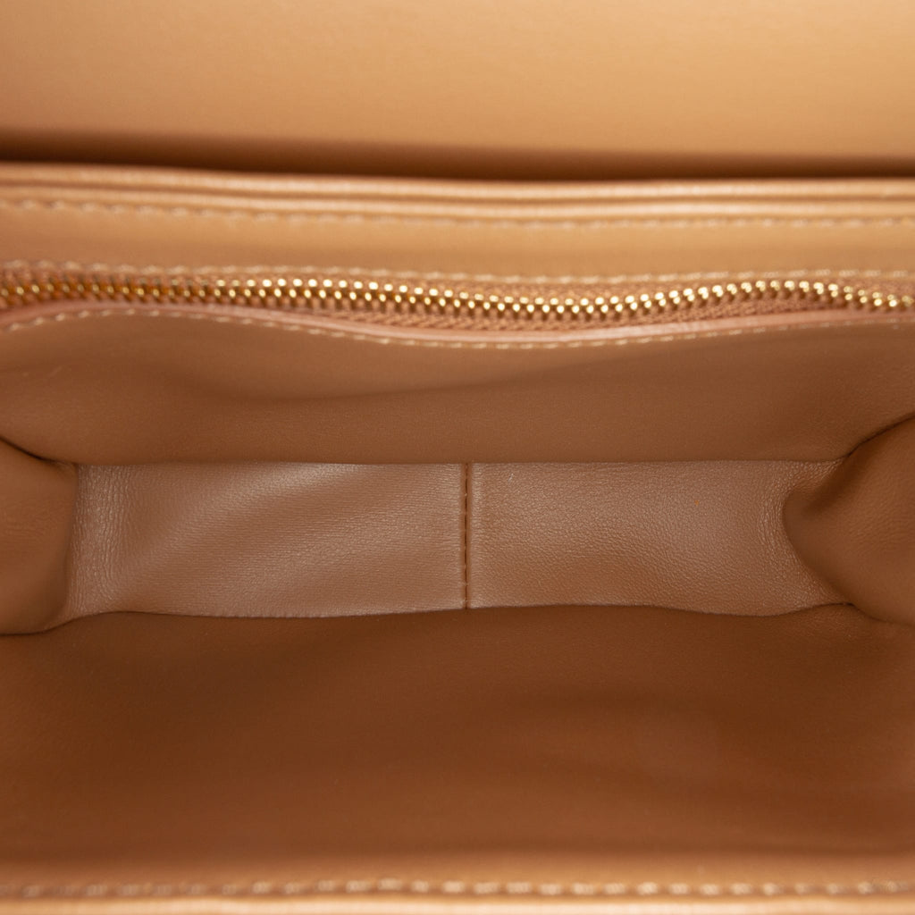 Second hand Céline Triomphe Teen Shiny Calfskin Leather Flap Crossbody Brown - Tabita Bags