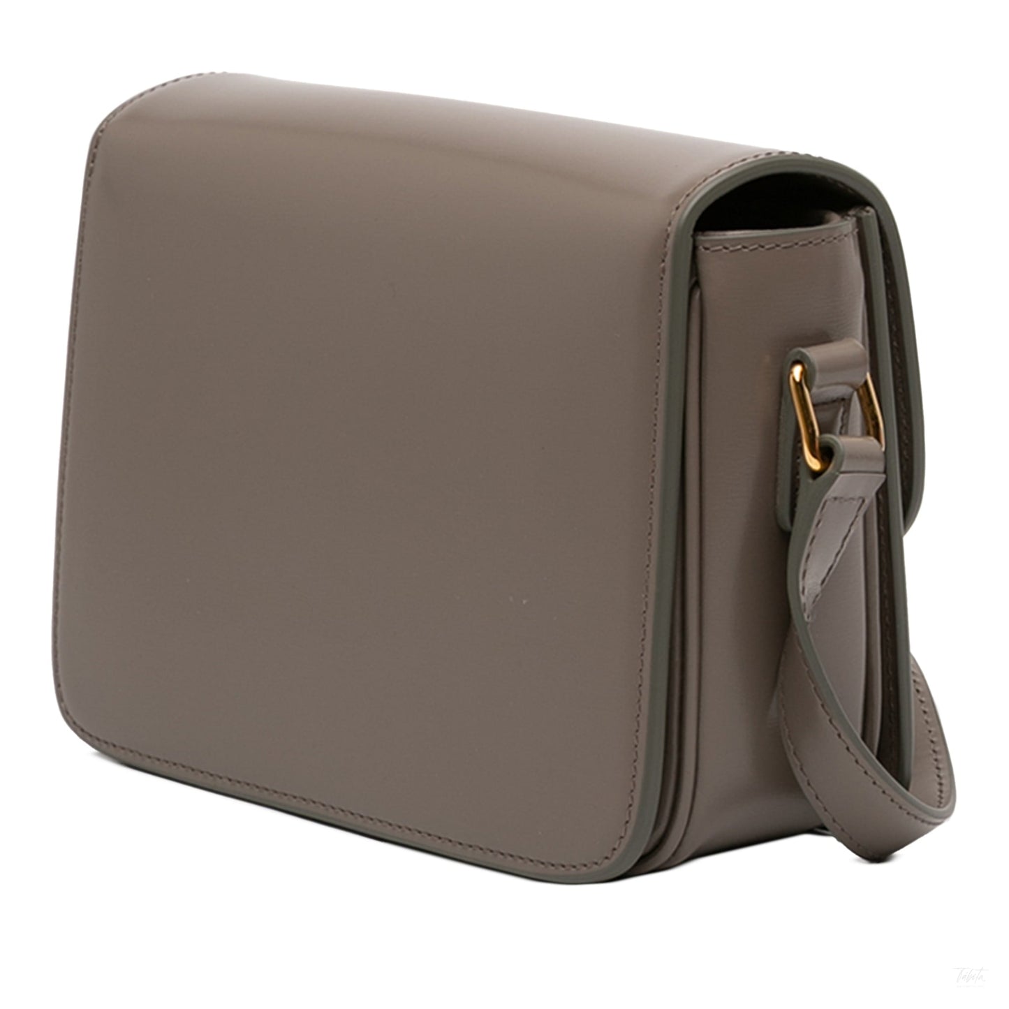 Second hand Céline Triomphe Teen Shiny Calfskin Leather Flap Crossbody Brown - Tabita Bags