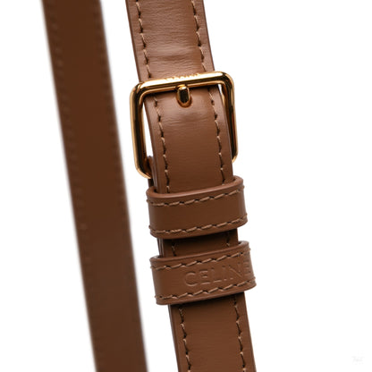 Second hand Céline Triomphe Teen Shiny Calfskin Leather Flap Crossbody Brown - Tabita Bags